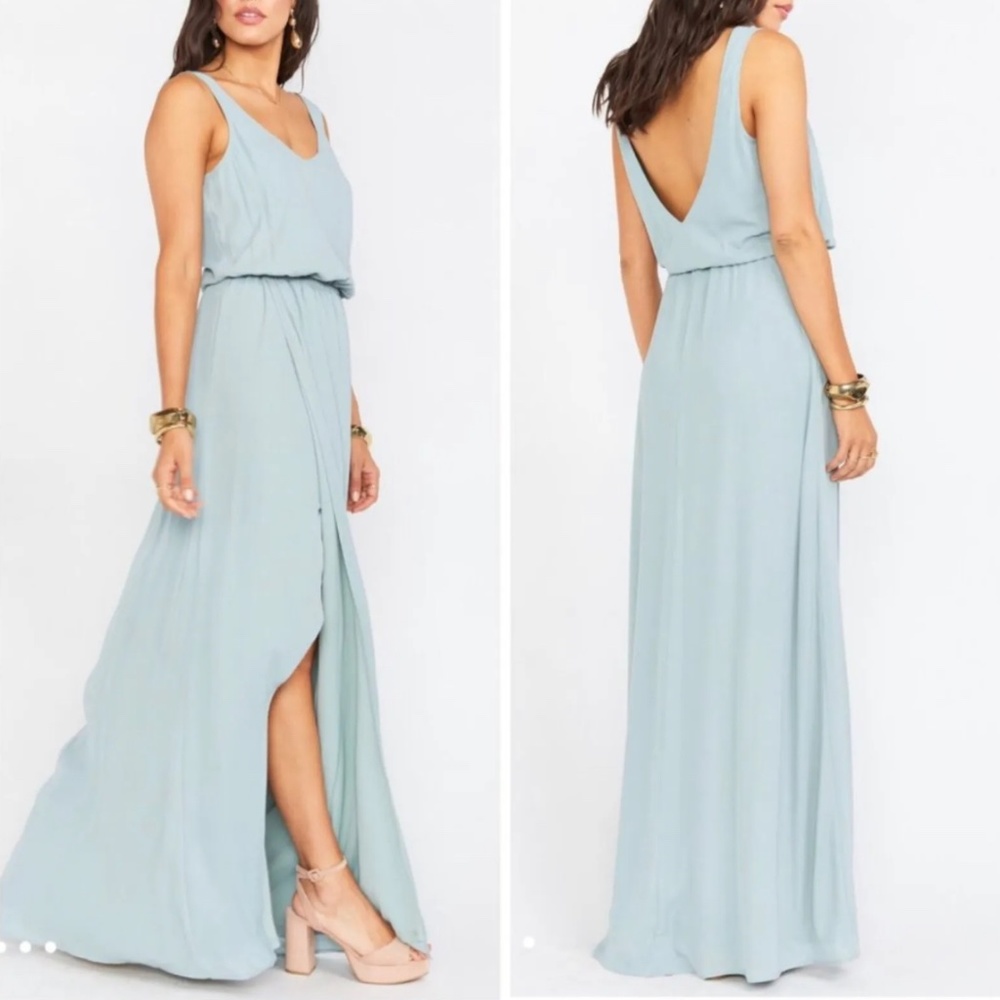 Show Me Your MuMu Kendall Maxi Dress Size XXL Silver Sage Crisp Chiffon BNWT